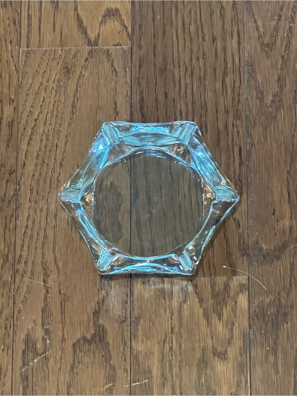 Vintage Mid Century Glass Hexagon Ashtray